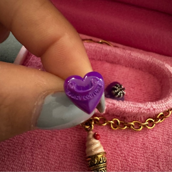 Juicy Couture Ice Cream Cone Bracelet with Purple Heart Earrings. - Picture 9 of 10